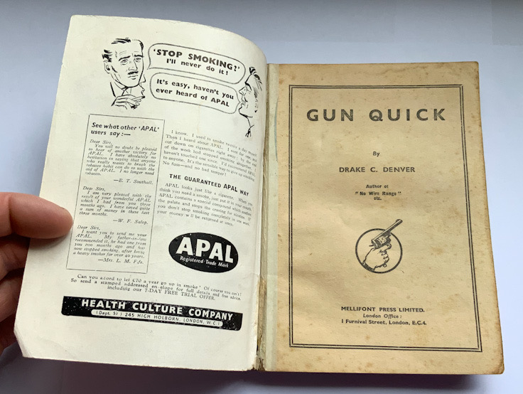1950s GUN QUICK English pulp fiction Western book by Drake C. Denver